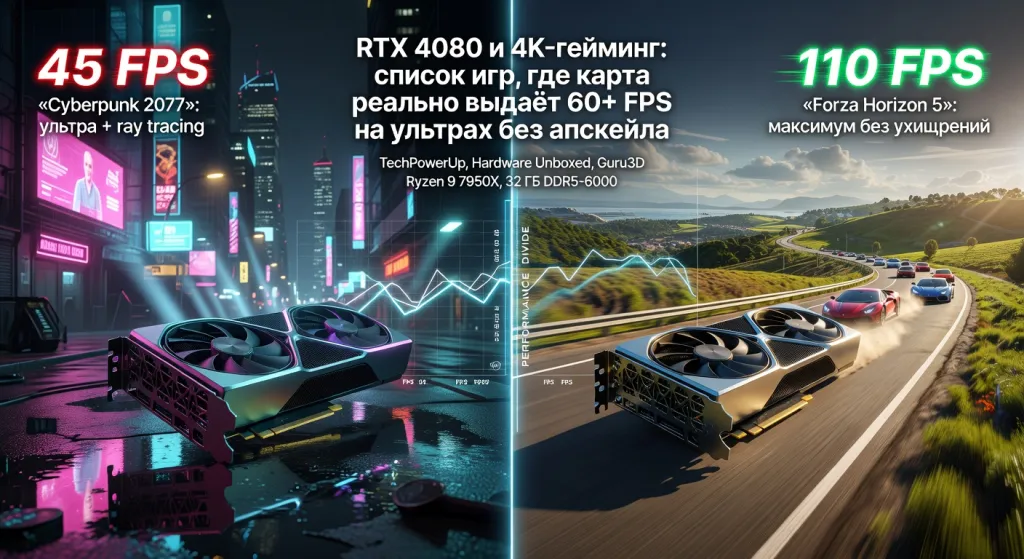 RTX 4080 и 4K-гейминг: список игр, где карта реально выдаёт 60+ FPS на ультрах без апскейла