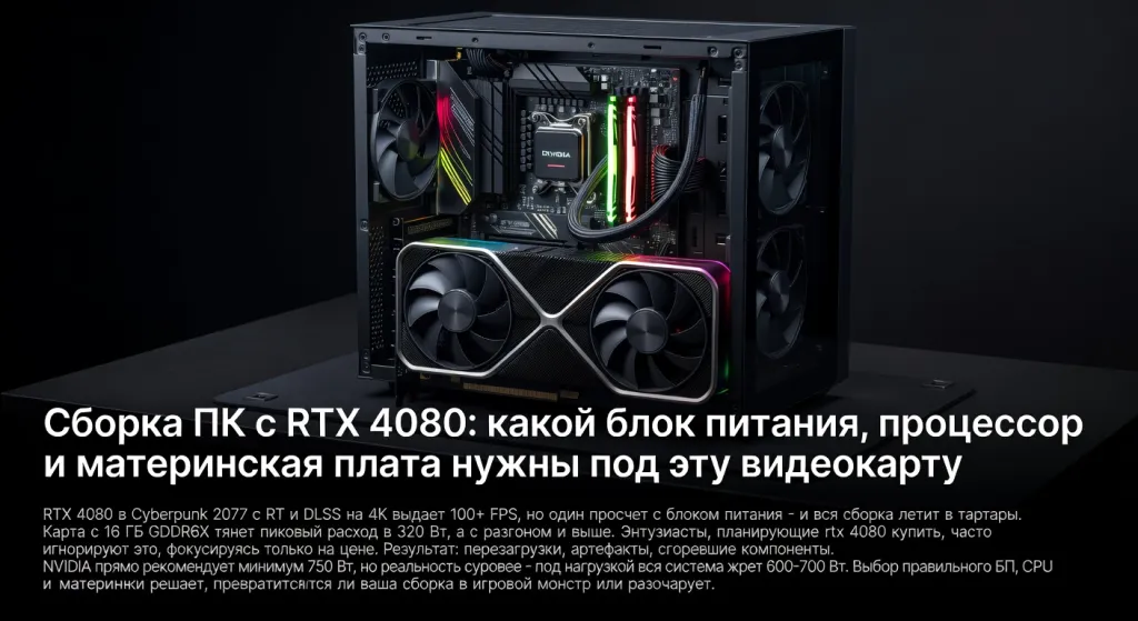 Сборка ПК с RTX 4080: какой блок питания, процессор и материнская плата нужны под эту видеокарту