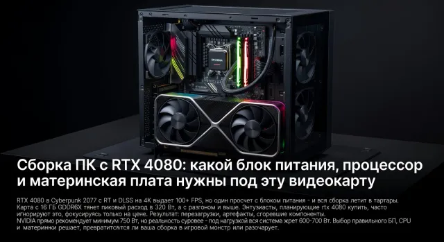 Сборка ПК с RTX 4080: какой блок питания, процессор и материнская плата нужны под эту видеокарту